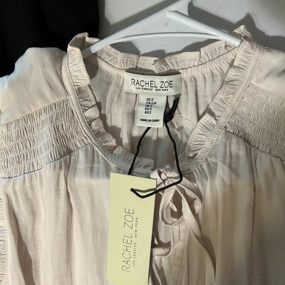 Rachel Zoe Cream Ruffle Sleeve Top